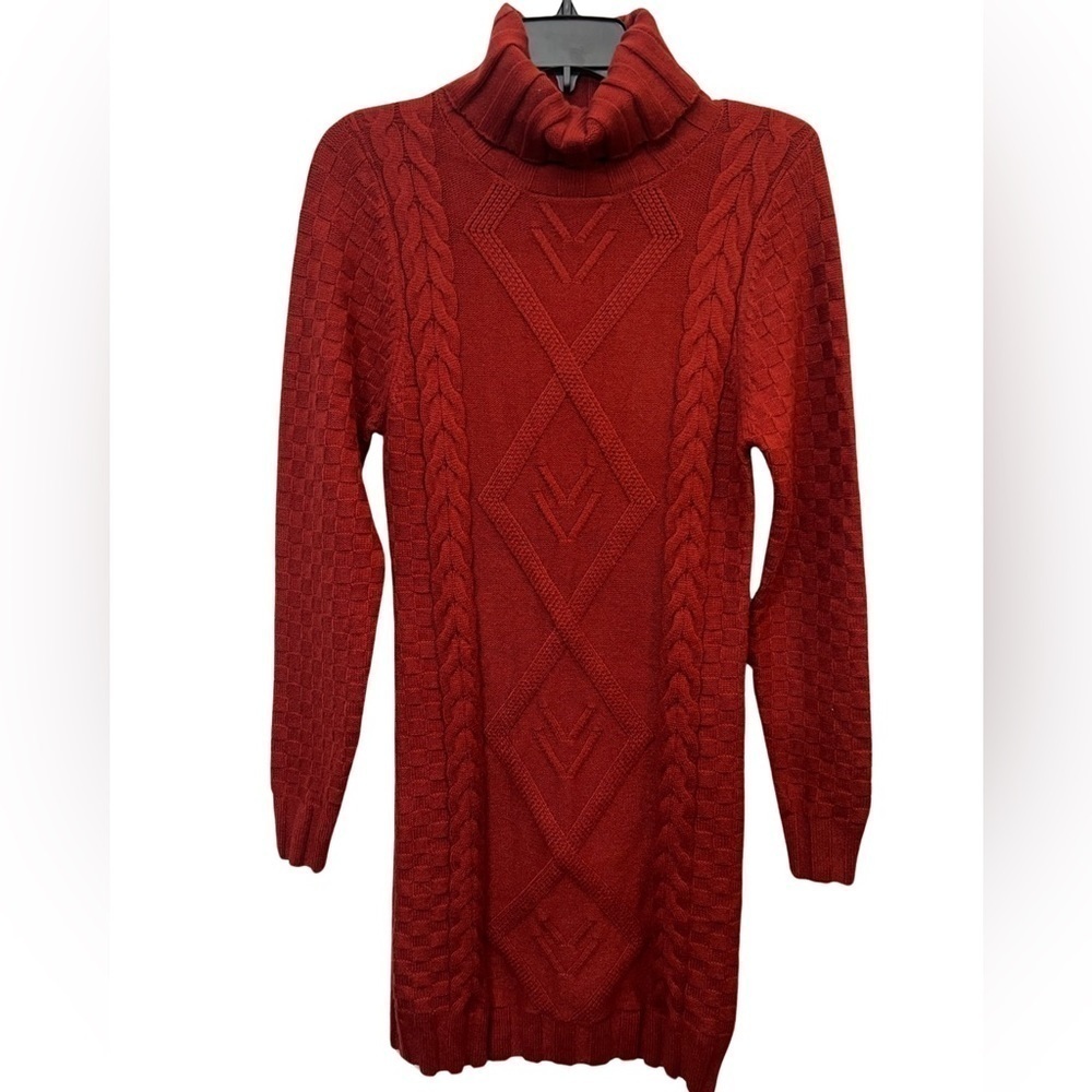 Knit Textured Turtleneck Sweater Dress
